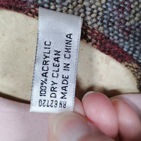 12190 Accessory Street burgundy, blue & tan sweater knit poncho O/S - Picture 9 of 9